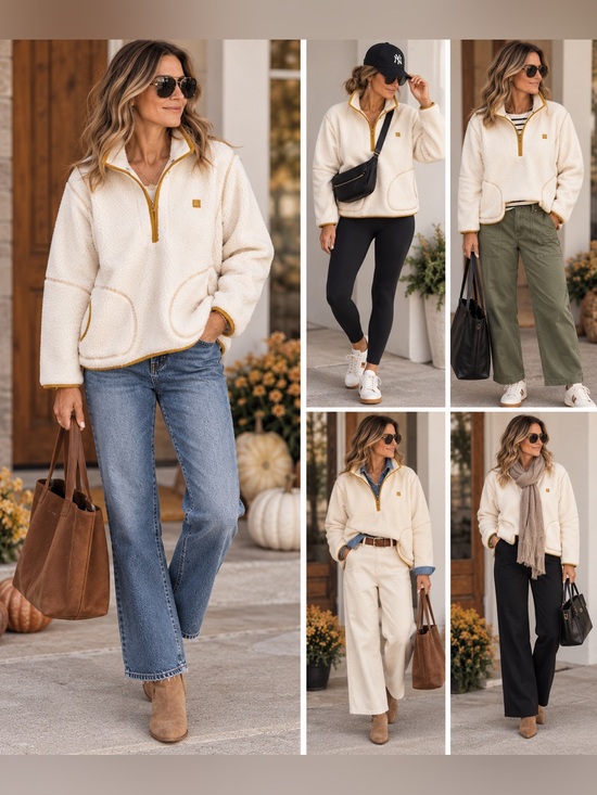 Billabong Jackets & Blazers - Billabong Cream and Tan Sherpa Jacket